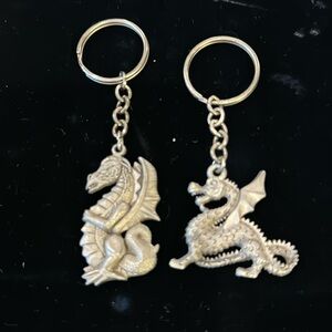 Lot of 2 Collectible Pewter Spoontiques Fantasy Dragon Key Chains